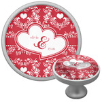 Heart Damask Cabinet Knob (Silver) (Personalized)