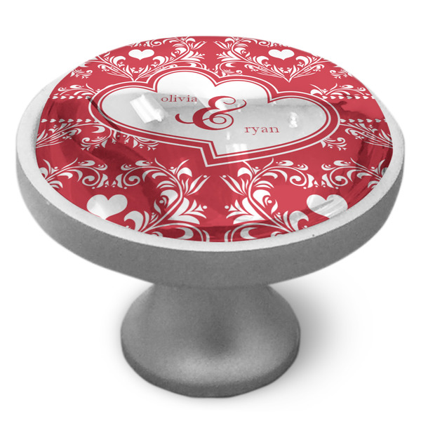 Heart Damask Cabinet Knob - Nickel - Side