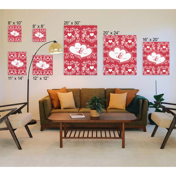 Heart Damask Canvas Prints - Multiple Sizes
