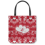 Heart Damask Canvas Tote Bag - Large - 18"x18" (Personalized)