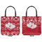 Heart Damask Canvas Tote - Front and Back