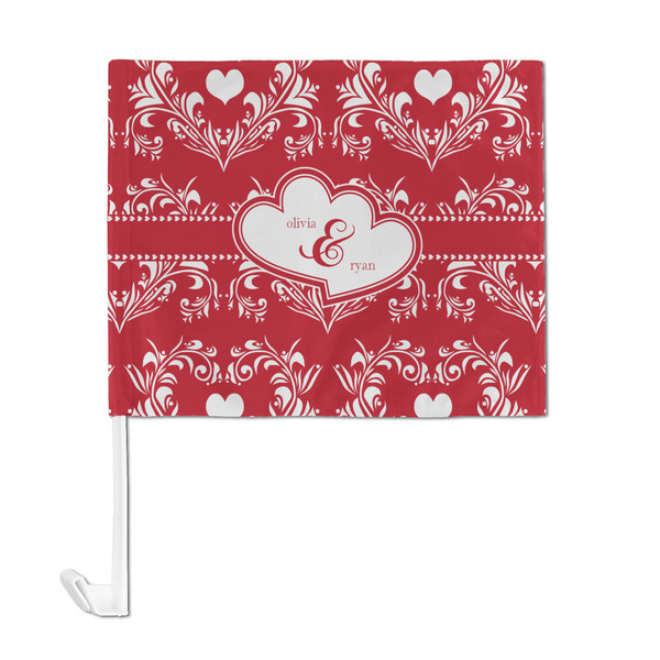 Heart Damask Car Flag - Large - FRONT