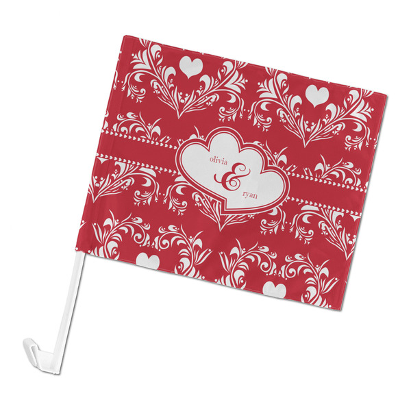 Custom Heart Damask Car Flag - Large (Personalized)