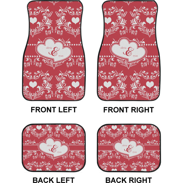 Heart Damask Car Floor Mats Set (2F + 2B)