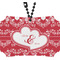 Heart Damask Rear View Mirror Ornament (Personalized)
