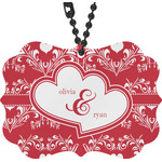 Heart Damask Rear View Mirror Decor (Personalized)