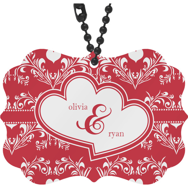Custom Heart Damask Rear View Mirror Charm (Personalized)