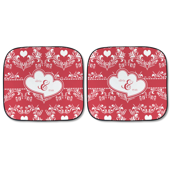 Heart Damask Car Sun Shades - FRONT