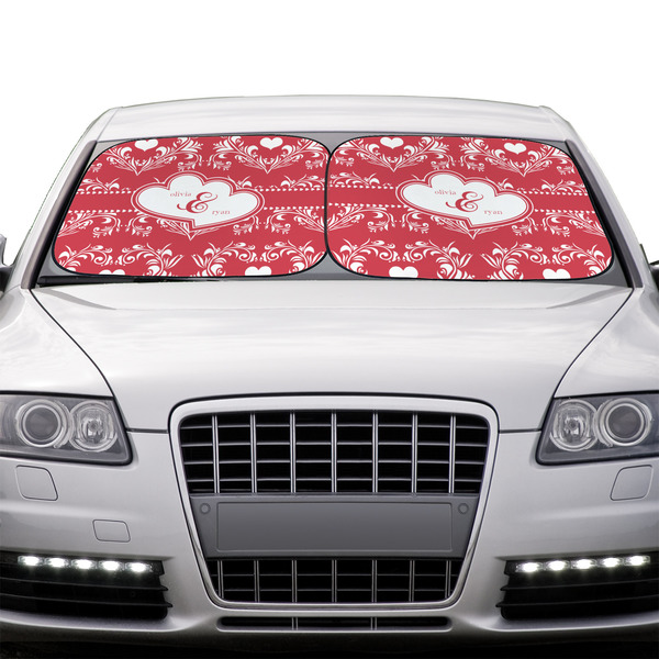 Heart Damask Car Sun Shades - IN CONTEXT