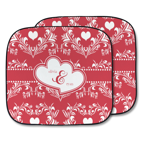 Custom Heart Damask Car Sun Shade - Two Piece (Personalized)