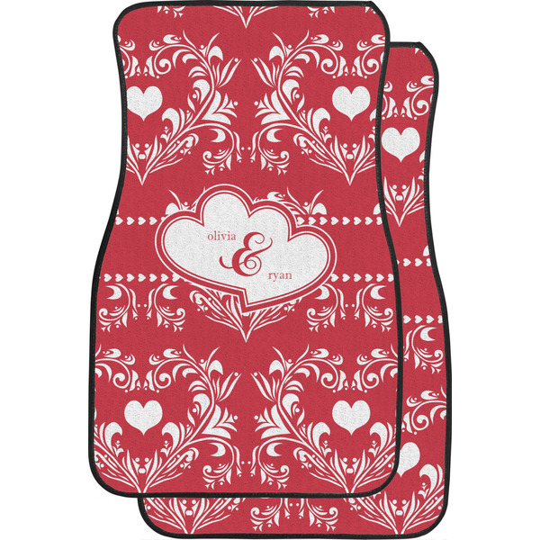 Custom Heart Damask Car Floor Mats (Front Seat) (Personalized)