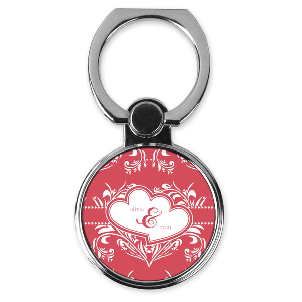 Custom Heart Damask Cell Phone Ring Stand & Holder (Personalized)