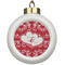 Heart Damask Ceramic Ball Ornament (Personalized)