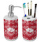 Heart Damask Ceramic Bathroom Accessories Set (Personalized)