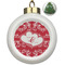 Heart Damask Ceramic Christmas Ornament - Xmas Tree (Front View)