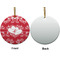 Heart Damask Ceramic Flat Ornament - Circle Front & Back (APPROVAL)