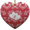 Heart Damask Heart Ceramic Ornament w/ Couple's Names