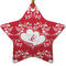 Heart Damask Ceramic Flat Ornament - Star (Front)