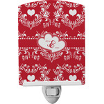 Heart Damask Ceramic Night Light (Personalized)