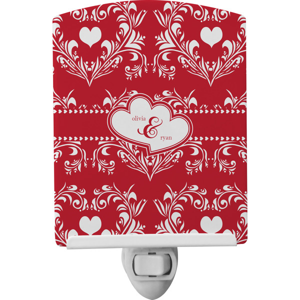 Custom Heart Damask Ceramic Night Light (Personalized)