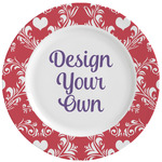 Heart Damask Ceramic Dinner Plates (Set of 4) (Personalized)