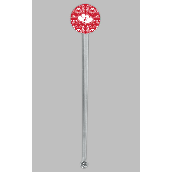 Heart Damask Clear Plastic 7" Stir Stick - Round - Single Stick