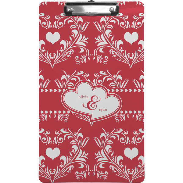Custom Heart Damask Clipboard (Legal Size) (Personalized)