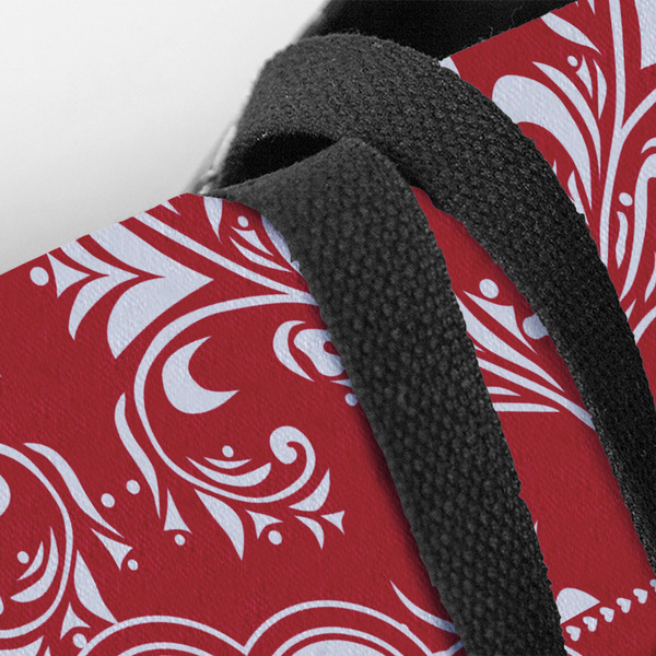 Heart Damask Closeup of Tote w/Black Handles