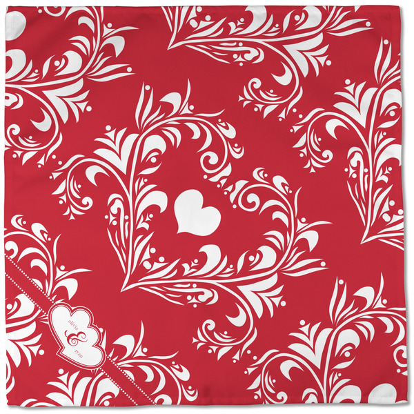 Heart Damask Cloth Napkins - Personalized Dinner (Full Open)
