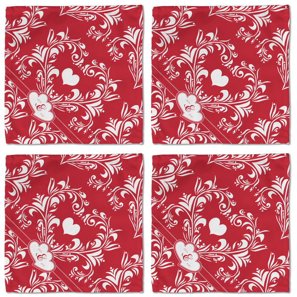 Heart Damask Cloth Napkins - Personalized Lunch (APPROVAL) Set of 4