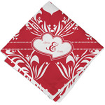Heart Damask Cloth Napkin w/ Couple's Names