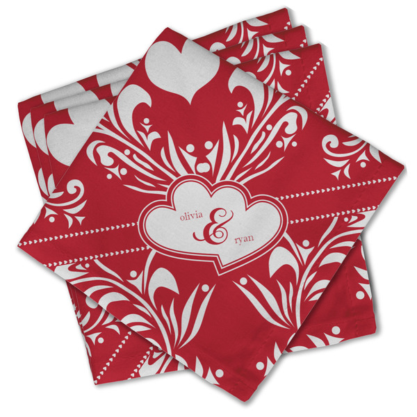 Heart Damask Cloth Napkins - Personalized Lunch (PARENT MAIN Set of 4)