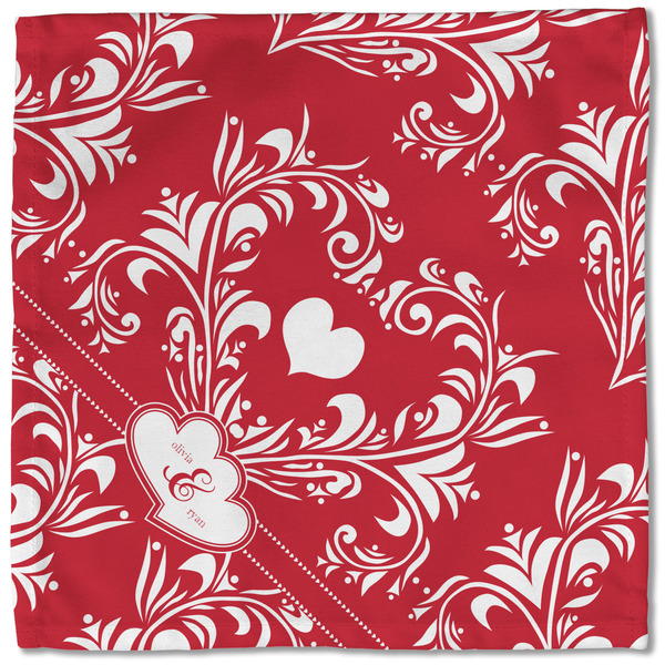 Heart Damask Cloth Napkins - Personalized Lunch (Single Full Open)