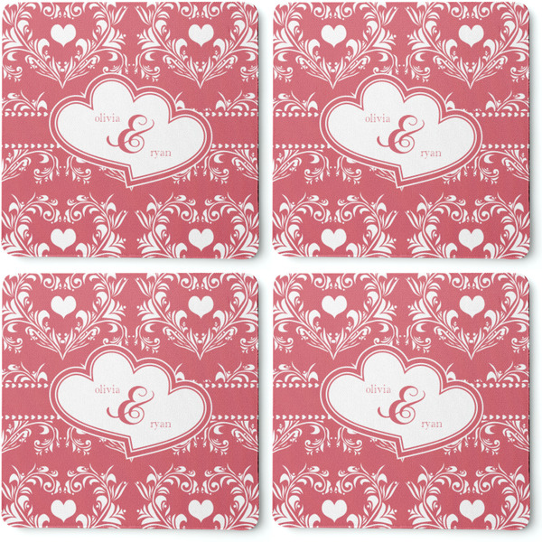Heart Damask Coaster Rubber Back - Apvl