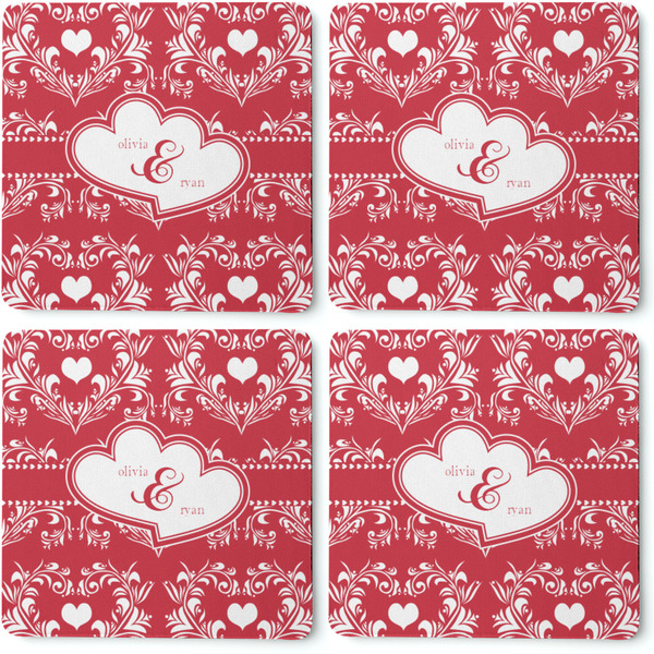 Heart Damask Coaster Rubber Back - Apvl