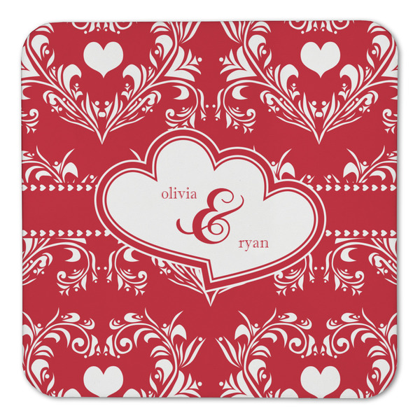 Heart Damask Coaster Set - FRONT (one)