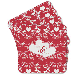 Heart Damask Cork Coaster - Set of 4 w/ Couple's Names
