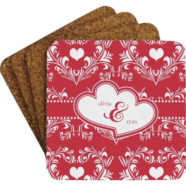 Heart Damask Coaster Set (Personalized)