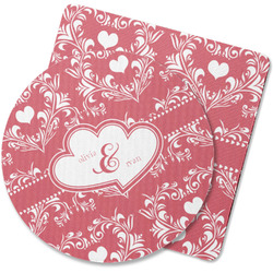 Heart Damask Rubber Backed Coaster (Personalized)
