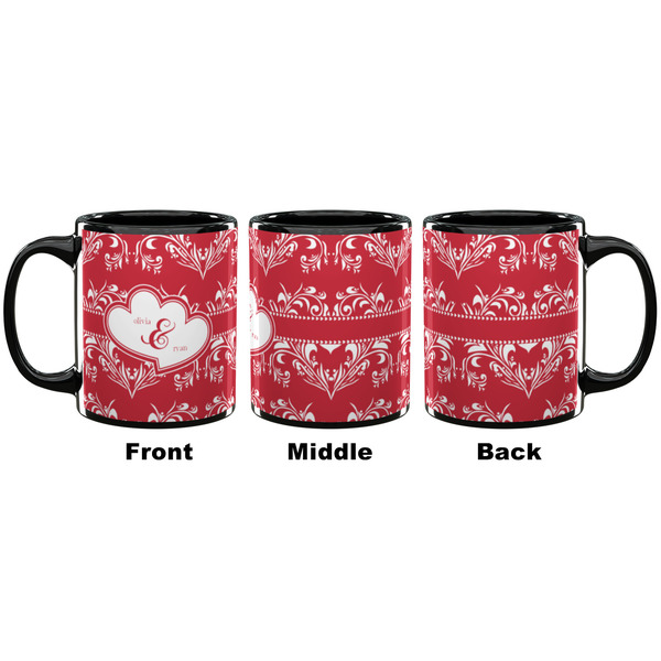 Heart Damask Coffee Mug - 11 oz - Black APPROVAL