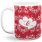 Heart Damask Coffee Mug - 11 oz - Full- White