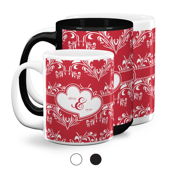 Heart Damask Coffee Mugs Main