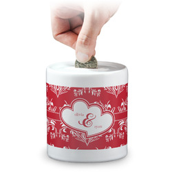 Heart Damask Coin Bank (Personalized)