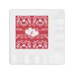 Heart Damask Coined Cocktail Napkins (Personalized)