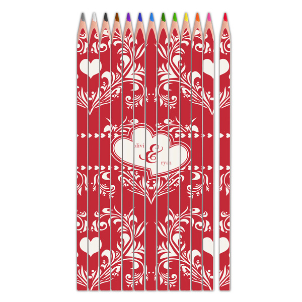 Custom Heart Damask Colored Pencils (Personalized)