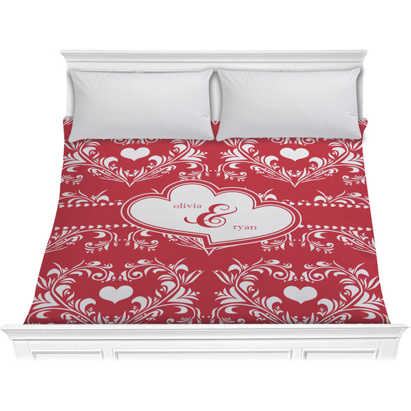 Custom Heart Damask Comforter - King (Personalized)
