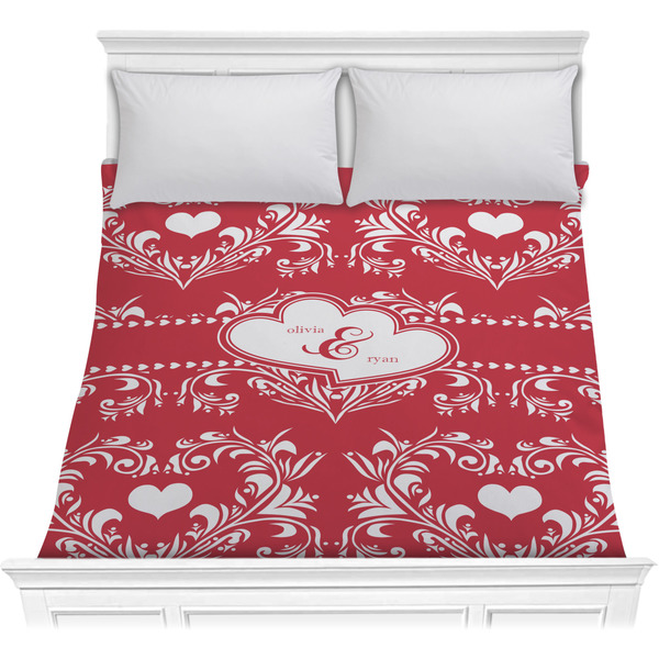 Custom Heart Damask Comforter - Full / Queen (Personalized)