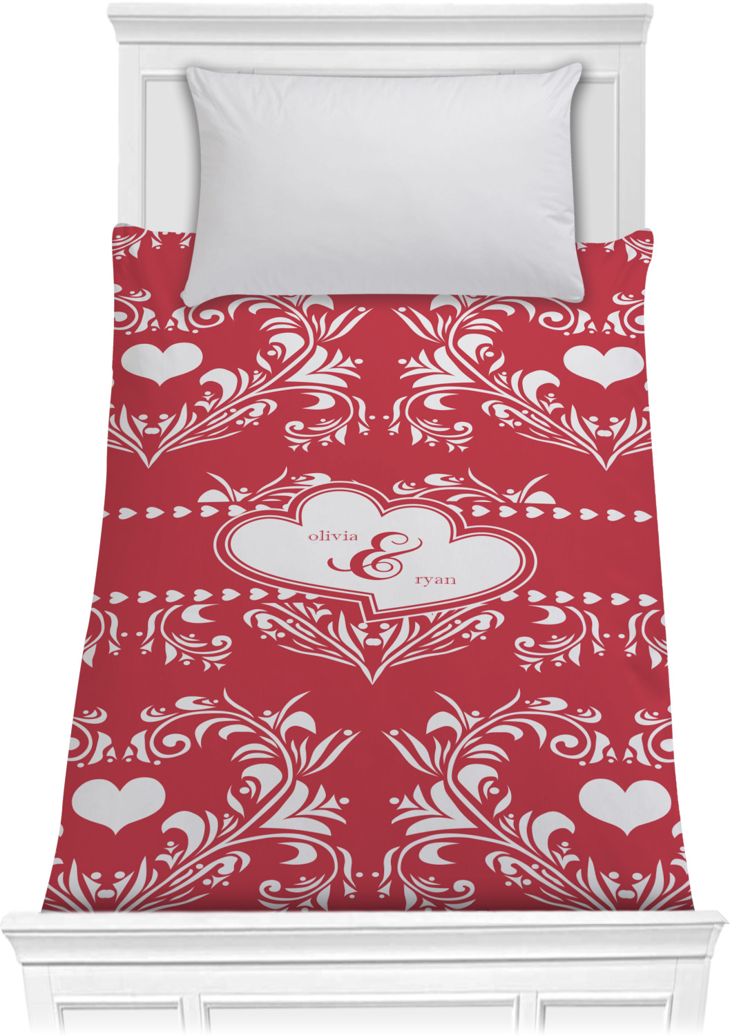 Heart Damask Comforter Twin (Personalized) YouCustomizeIt