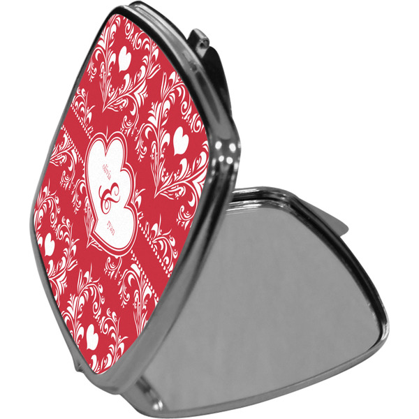 Heart Damask Compact Mirror (Side View)