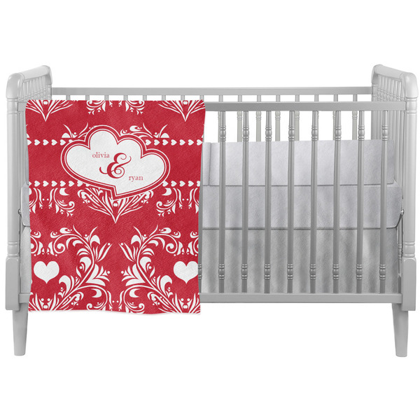 Custom Heart Damask Crib Comforter / Quilt (Personalized)
